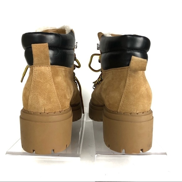 Marc Fisher Nairy Lace-Up Combat Leather Suede Shearling Lug Sole Boots Sz 8 - Picture 5 of 9